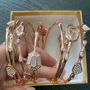 BNIB “Rocks & Crystal” Rose Bangles Set of 7